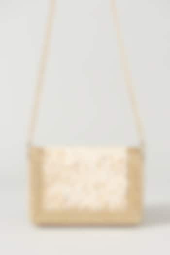 Ivory Faux Leather Embellished Clutch by BEAU MONDE