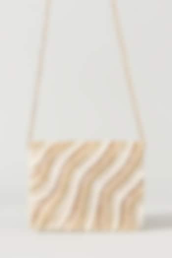 Ivory & Rose Gold Vegan Leather Hand Embellished Clutch by BEAU MONDE at Pernia's Pop Up Shop