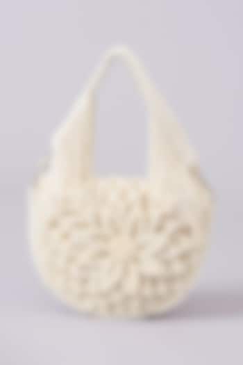 White Vegan Leather Hand Embellished Clutch by BEAU MONDE at Pernia's Pop Up Shop