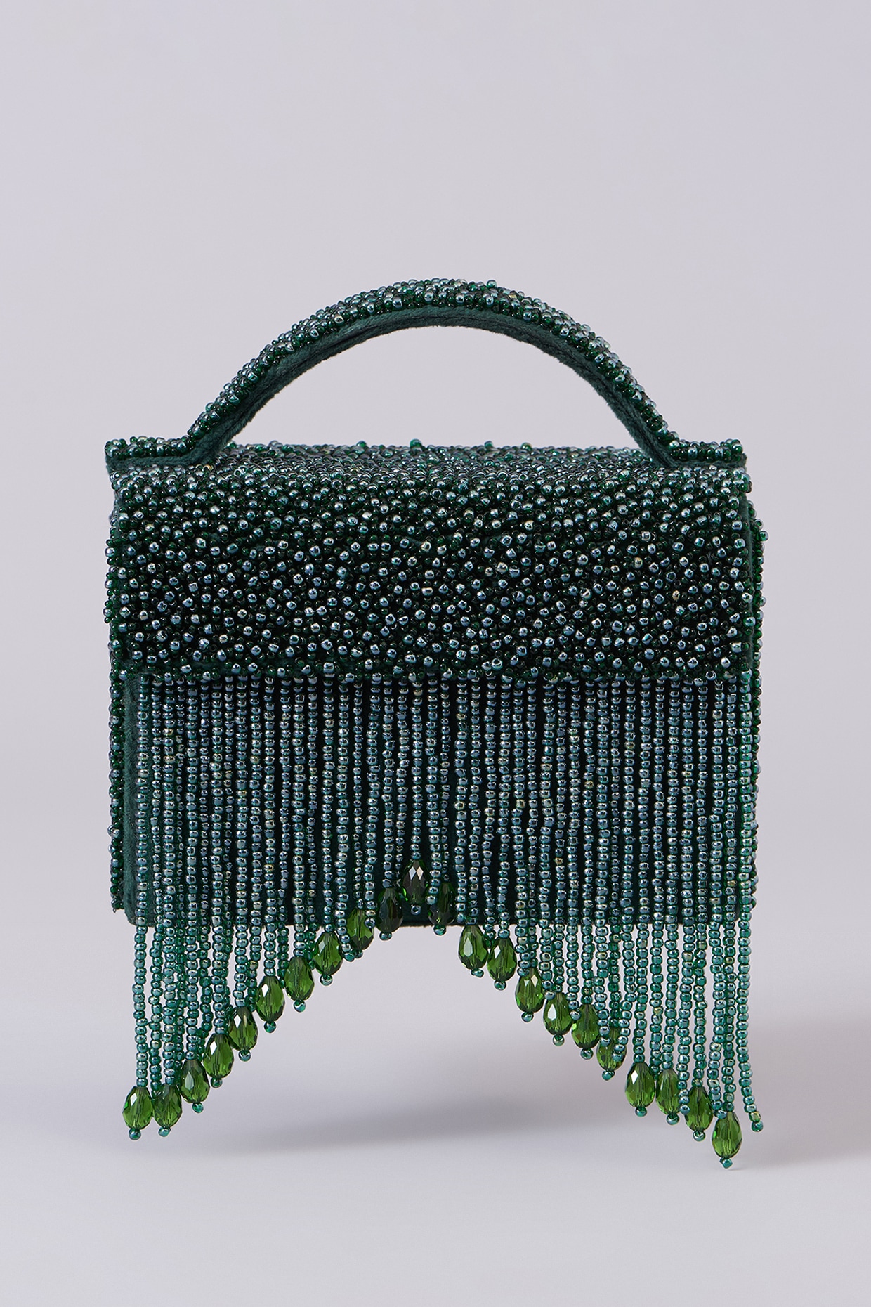 Emerald Green Vegan Leather Crystal Embellished Box Bag Design by