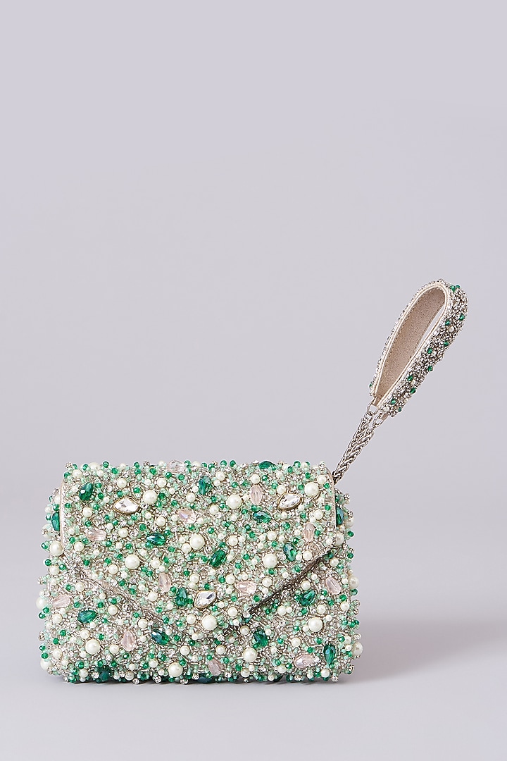 Multi-Colored Vegan Leather Embellished Clutch by BEAU MONDE at Pernia's Pop Up Shop