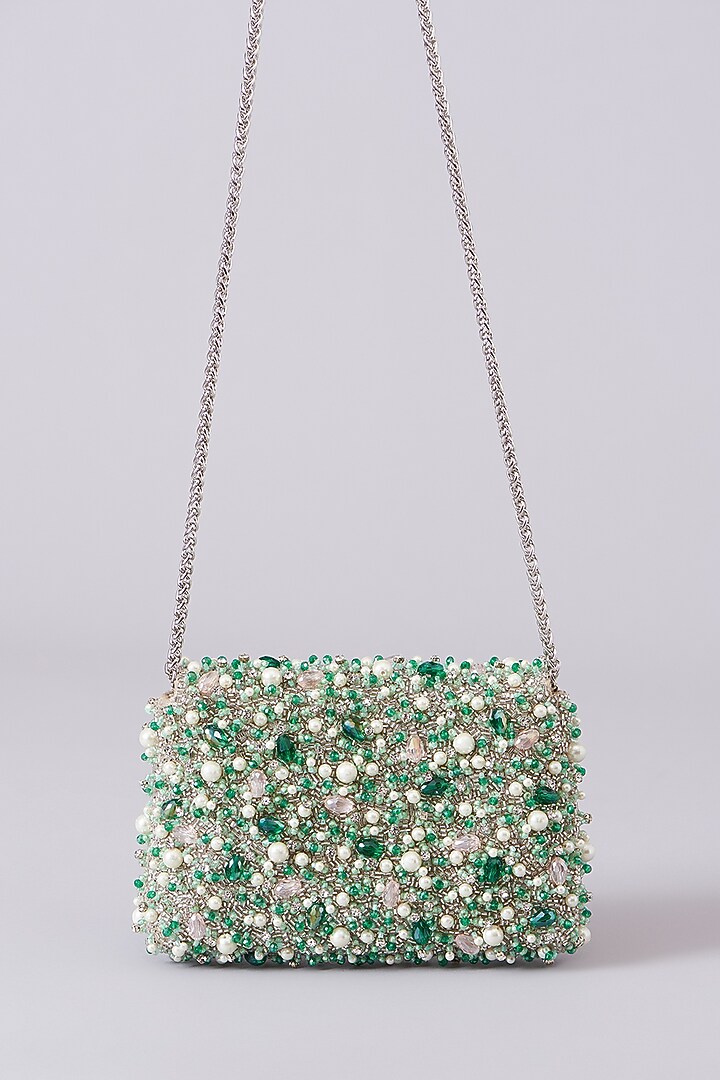 Multi-Colored Vegan Leather Embellished Clutch by BEAU MONDE at Pernia's Pop Up Shop