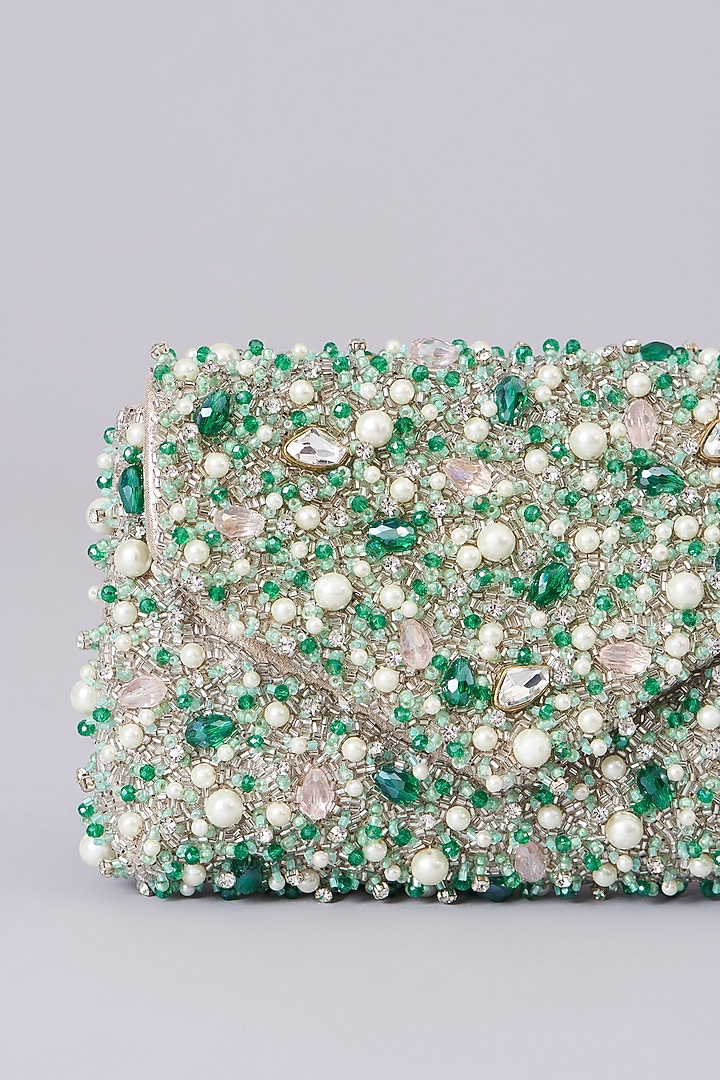 Multi-Colored Vegan Leather Embellished Clutch by BEAU MONDE at Pernia's Pop Up Shop