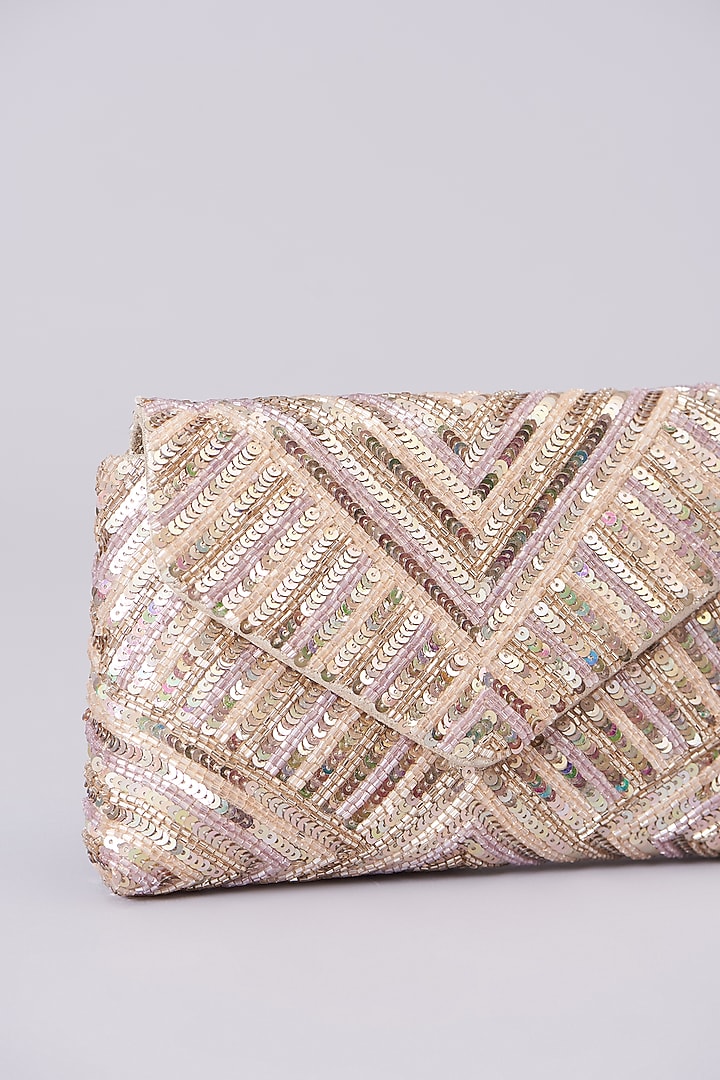 Silver Vegan Leather Embellished Clutch by BEAU MONDE at Pernia's Pop Up Shop