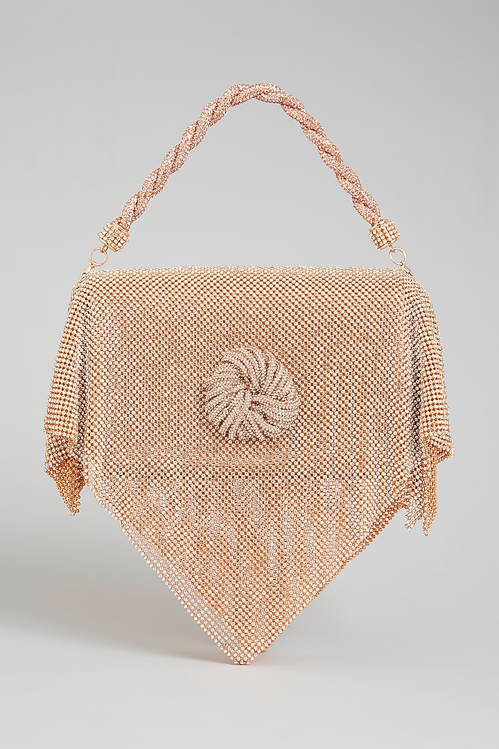 Rose Gold Faux Leather & Satin Bag by BEAU MONDE at Pernia's Pop Up Shop