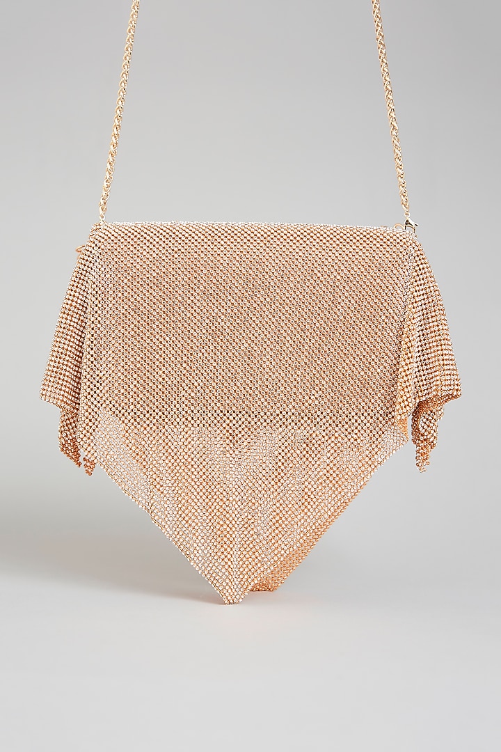 Rose Gold Faux Leather & Satin Bag by BEAU MONDE at Pernia's Pop Up Shop