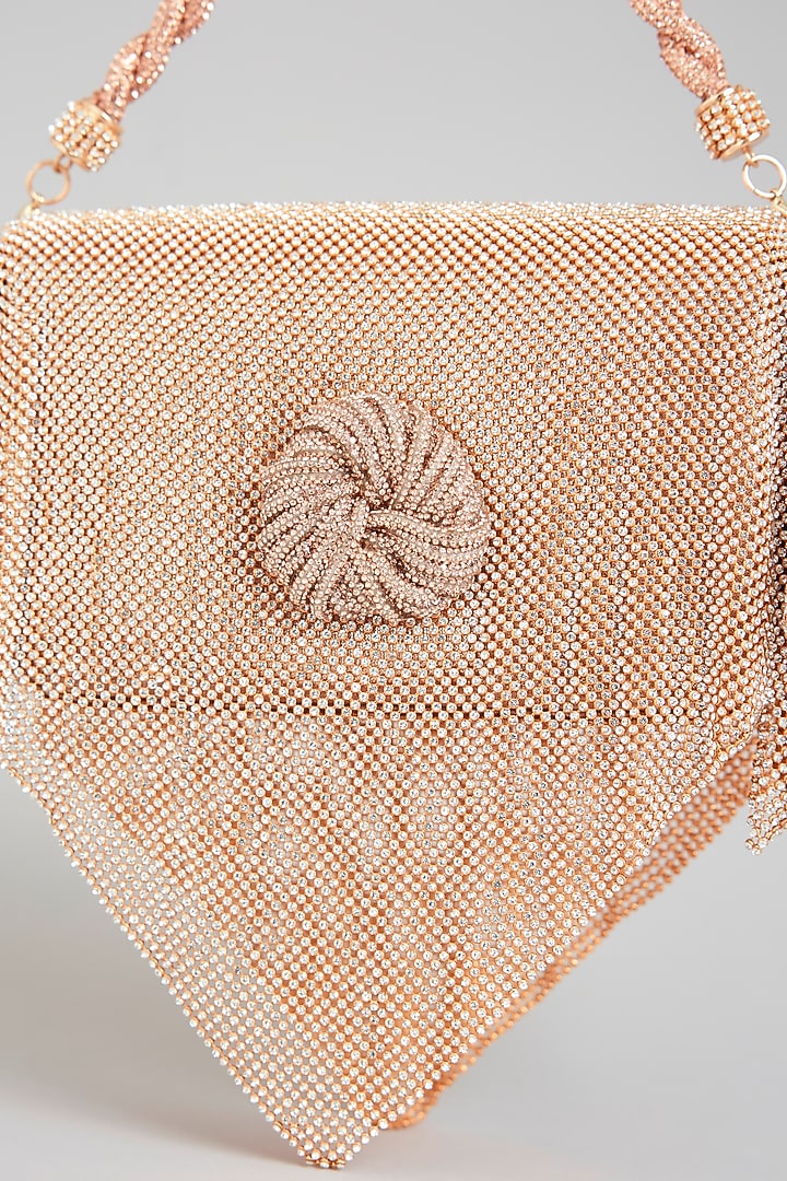 Rose Gold Faux Leather & Satin Bag by BEAU MONDE at Pernia's Pop Up Shop