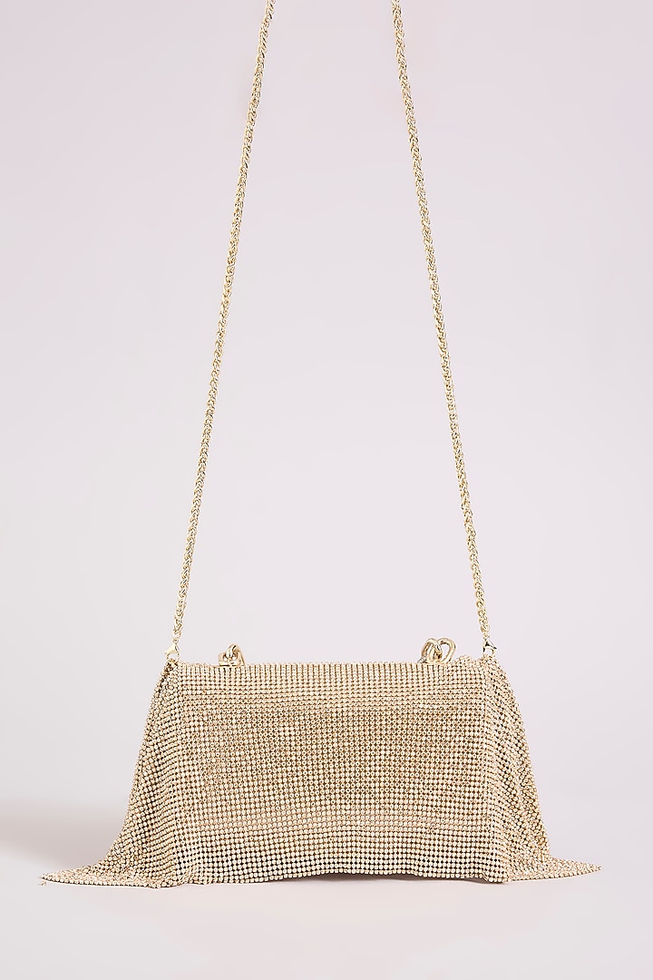 Gold Faux Leather Clutch by BEAU MONDE at Pernia's Pop Up Shop