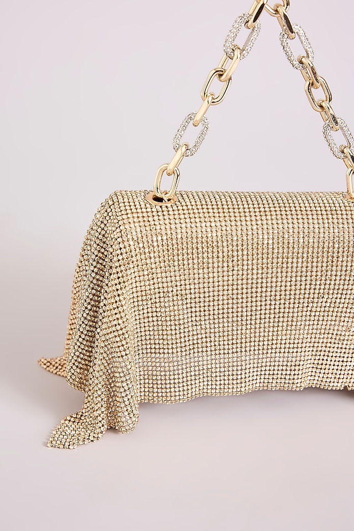 Gold Faux Leather Clutch by BEAU MONDE at Pernia's Pop Up Shop