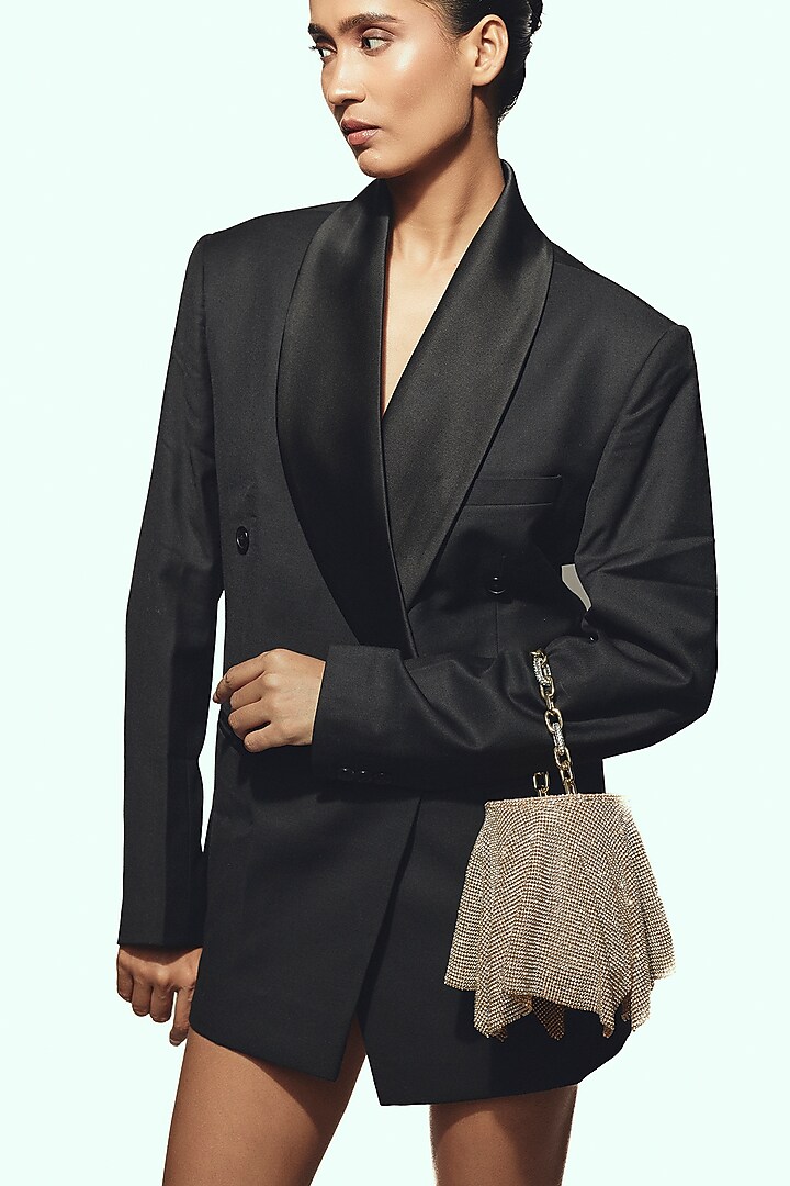 Black Vegan Leather Potli Bag by BEAU MONDE at Pernia's Pop Up Shop