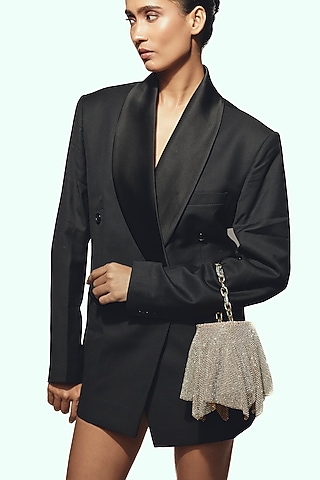 Black Vegan Leather Potli Bag by BEAU MONDE