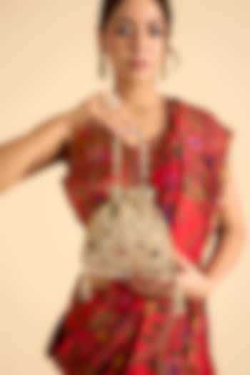 Multi-Colored Shimmer Faux Leather Potli by BEAU MONDE at Pernia's Pop Up Shop