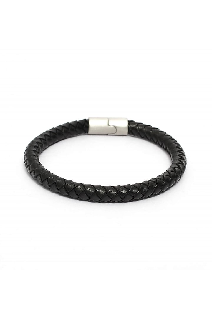 Black Leather Bracelet by Bebajrang