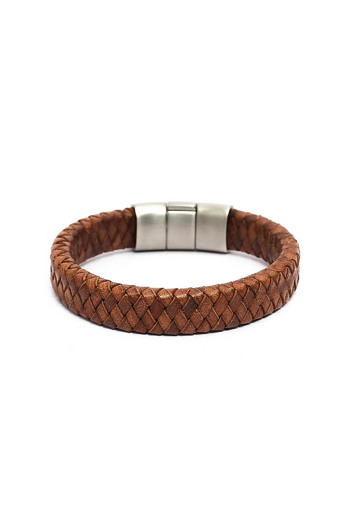 Brown Leather Bracelet by Bebajrang at Pernia's Pop Up Shop
