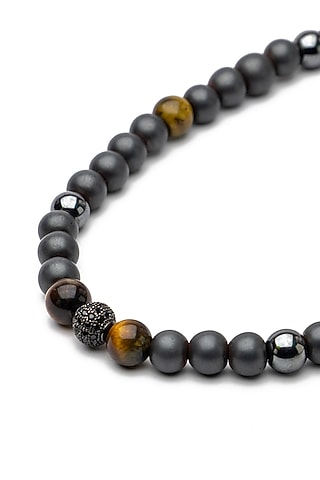 Grey Beaded Necklace by Bebajrang