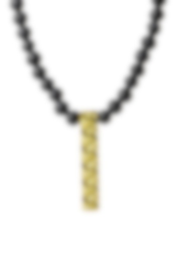 Black Beaded Pendant Necklace by Bebajrang