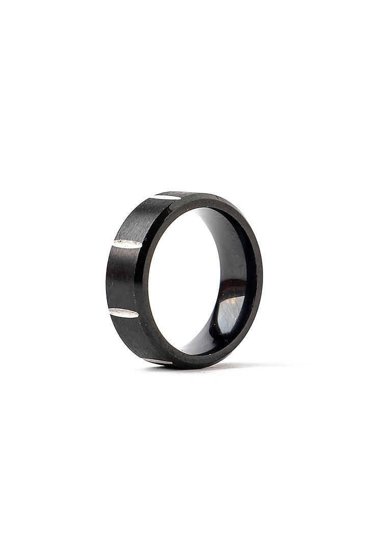Black Stainless Steel & Tungsten Ring by Bebajrang at Pernia's Pop Up Shop