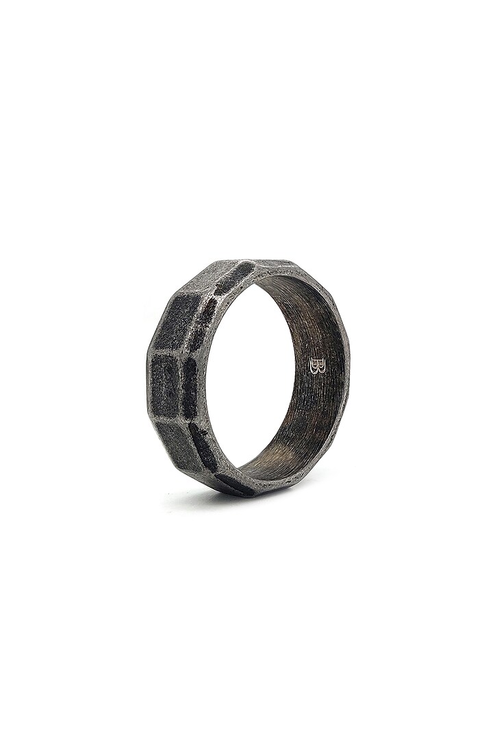 Black Stainless Steel Ring by Bebajrang at Pernia's Pop Up Shop