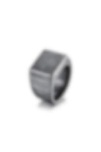 Black Stainless Steel Signet Ring by Bebajrang