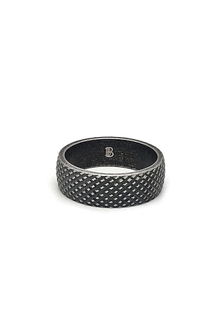 Black Stainless Steel Ring by Bebajrang