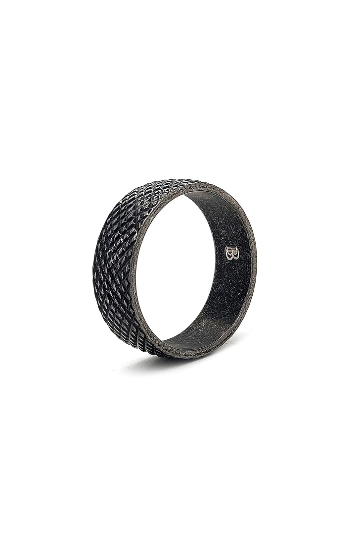 Black Stainless Steel Ring by Bebajrang at Pernia's Pop Up Shop