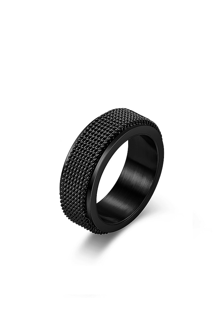Black Stainless Steel Ring by Bebajrang