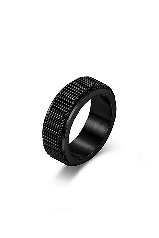 Black Stainless Steel Ring by Bebajrang
