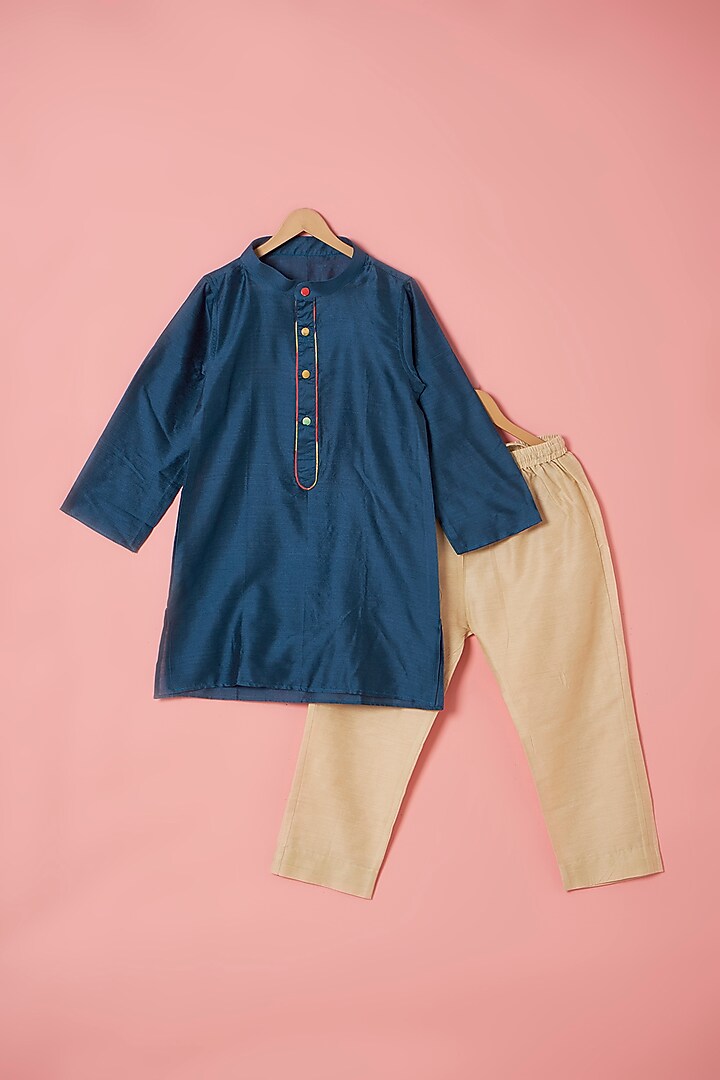 Multi-Colored Muslin Ikat Printed Bundi Jacket Set For Boys by Be Bonnie at Pernia's Pop Up Shop