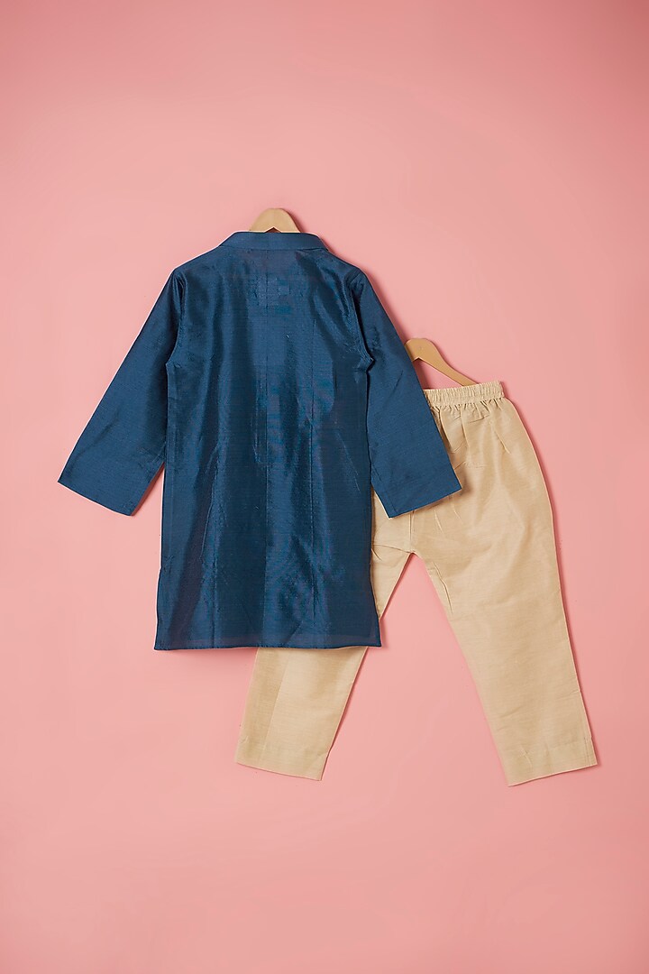 Multi-Colored Muslin Ikat Printed Bundi Jacket Set For Boys by Be Bonnie at Pernia's Pop Up Shop