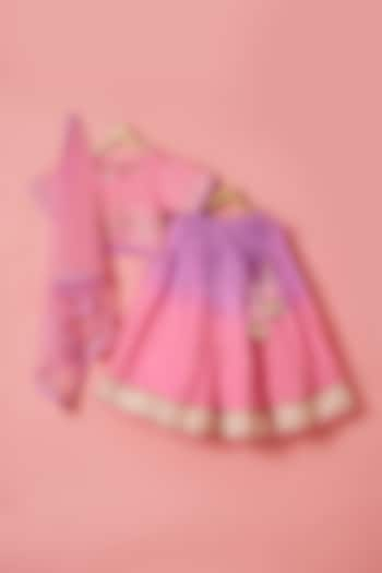 Pink Cotton Silk Ombre Lehenga Set For Girls by Be Bonnie at Pernia's Pop Up Shop