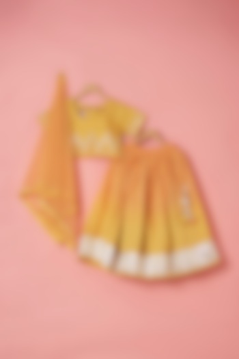 Yellow Cotton Silk Ombre Lehenga Set For Girls by Be Bonnie at Pernia's Pop Up Shop