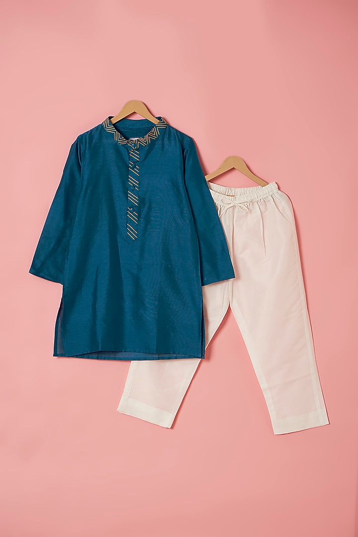 Multi-Colored Cotton Silk Paisley Printed Bundi Jacket Set For Boys by Be Bonnie at Pernia's Pop Up Shop