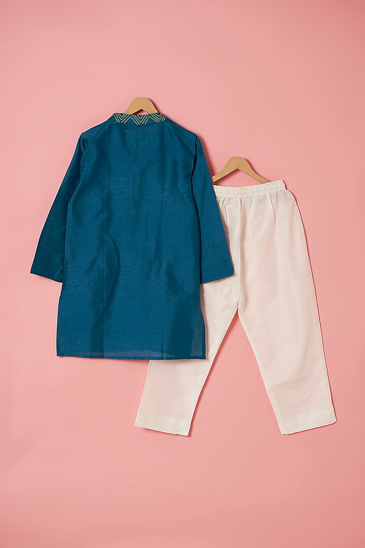 Multi-Colored Cotton Silk Paisley Printed Bundi Jacket Set For Boys by Be Bonnie at Pernia's Pop Up Shop