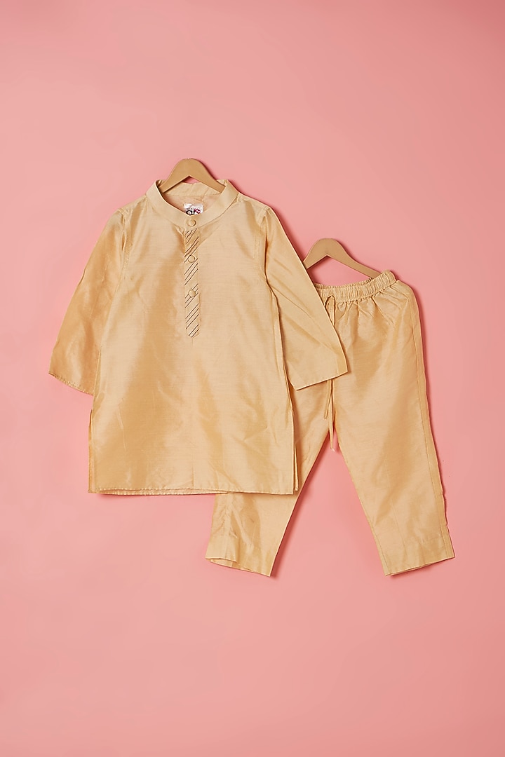 Purple Cotton Silk Zari Embroidered Bundi Jacket Set For Boys by Be Bonnie at Pernia's Pop Up Shop