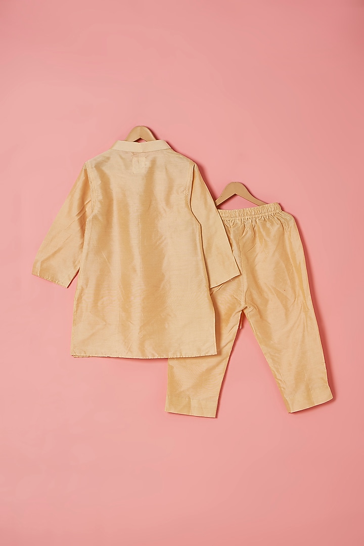 Purple Cotton Silk Zari Embroidered Bundi Jacket Set For Boys by Be Bonnie at Pernia's Pop Up Shop