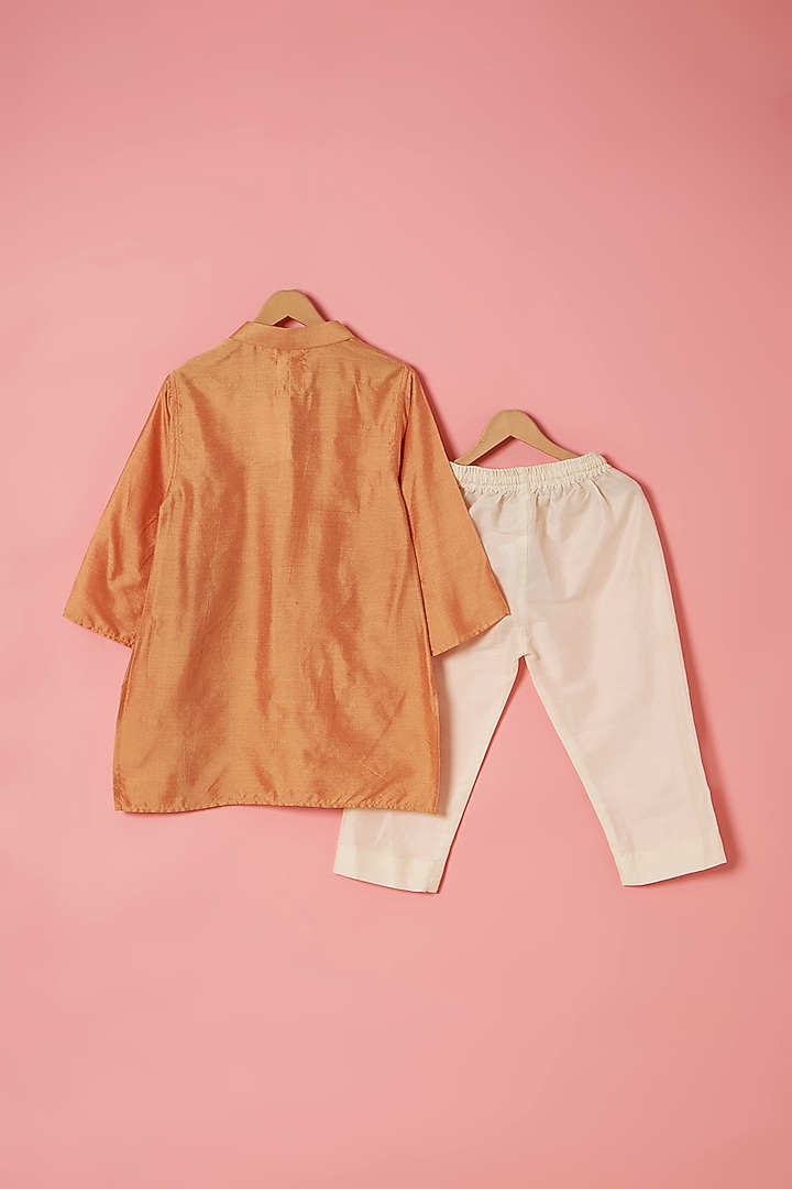Purple Cotton Silk Zari Embroidered Bundi Jacket Set For Boys by Be Bonnie at Pernia's Pop Up Shop