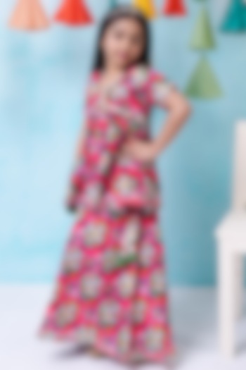Multi-Colored Cotton Abstract Printed Sharara Set For Girls by Be Bonnie at Pernia's Pop Up Shop
