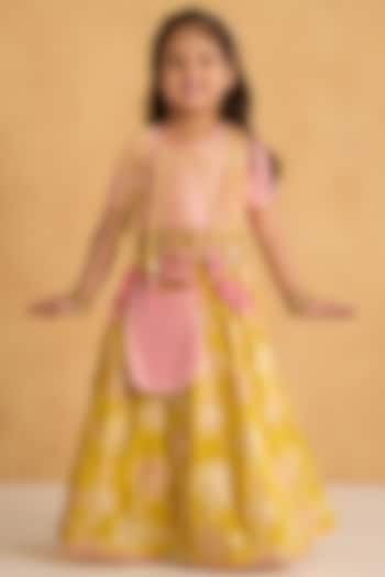 Yellow Silk Embroidered Lehenga Set For Girls by Be Bonnie at Pernia's Pop Up Shop