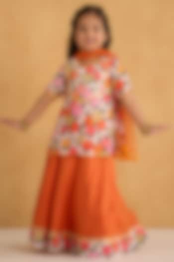 Orange & Multi-Colored Cotton Silk Printed Lehenga Set by Be Bonnie at Pernia's Pop Up Shop
