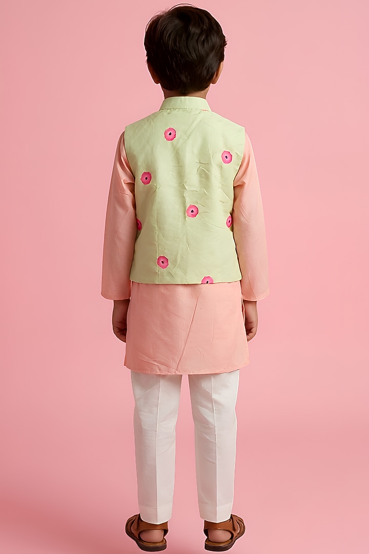 Yellow Cotton Muslin Printed Nehru Jacket Set For Boys by Be Bonnie at Pernia's Pop Up Shop