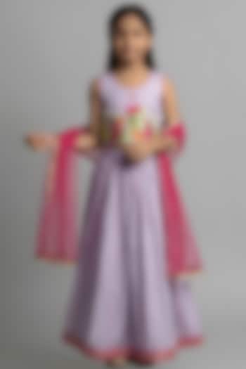 Purple Cotton Silk Kalidar Lehenga Set For Girls by Be Bonnie at Pernia's Pop Up Shop