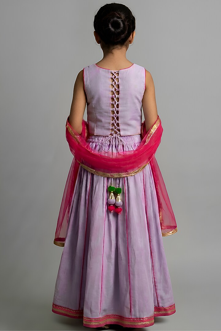 Purple Cotton Silk Kalidar Lehenga Set For Girls by Be Bonnie at Pernia's Pop Up Shop