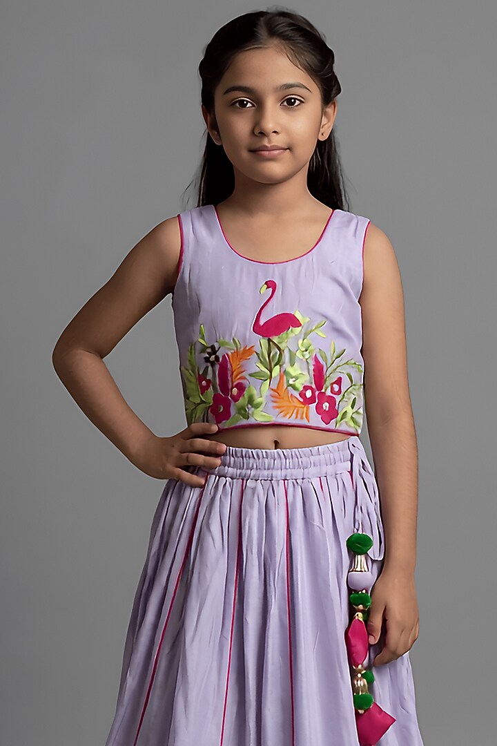 Purple Cotton Silk Kalidar Lehenga Set For Girls by Be Bonnie at Pernia's Pop Up Shop