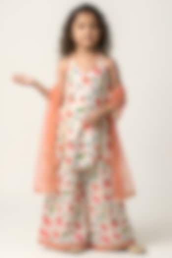 White Cotton Muslin Halter Kurta Set For Girls by Be Bonnie at Pernia's Pop Up Shop