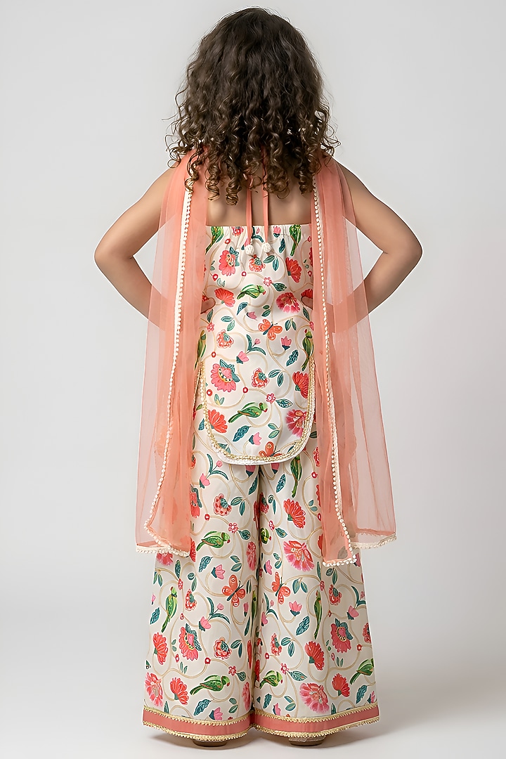White Cotton Muslin Halter Kurta Set For Girls by Be Bonnie at Pernia's Pop Up Shop