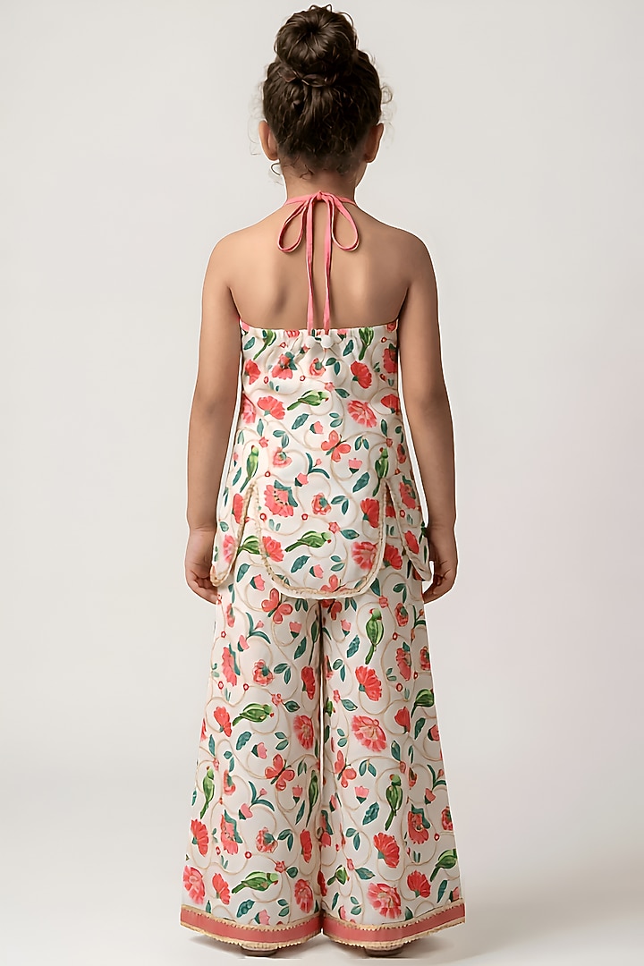 White Cotton Muslin Halter Kurta Set For Girls by Be Bonnie at Pernia's Pop Up Shop