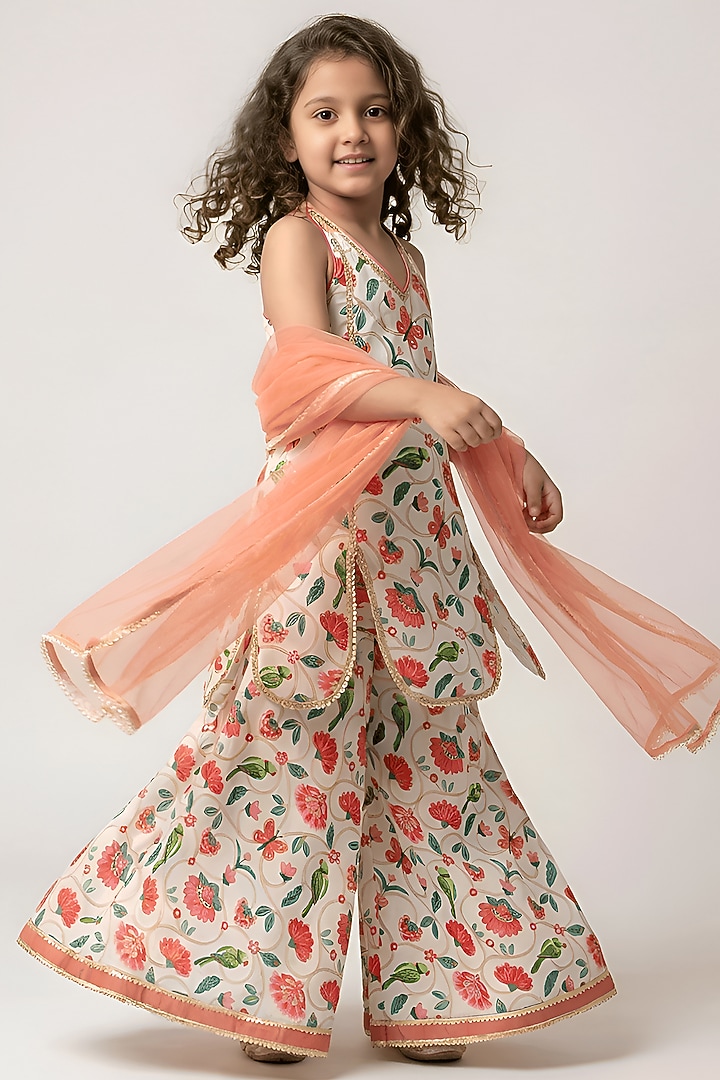 White Cotton Muslin Halter Kurta Set For Girls by Be Bonnie at Pernia's Pop Up Shop