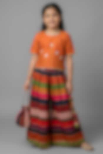 Multi-Colored Cotton Muslin Flared Sharara Set For Girls by Be Bonnie at Pernia's Pop Up Shop