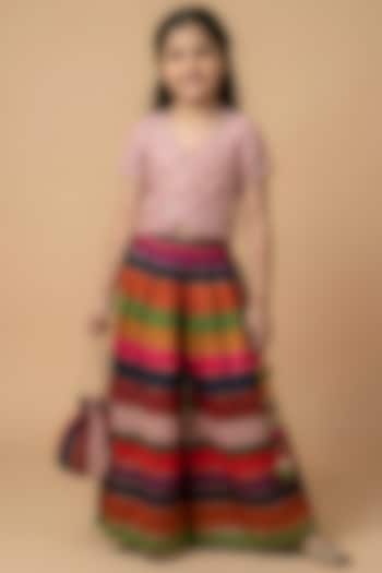 Multi-Colored Cotton Muslin Flared Sharara Set For Girls by Be Bonnie at Pernia's Pop Up Shop