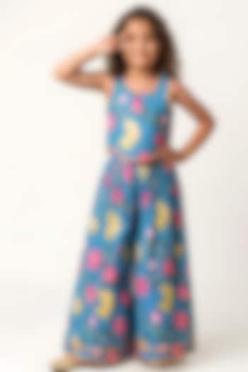 Blue Cotton Muslin Sharara Set For Girls by Be Bonnie at Pernia's Pop Up Shop